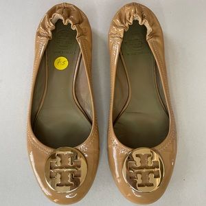 Tory Burch Tan Patent Leather Flats Size 7.5